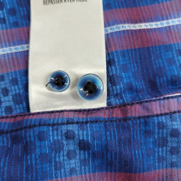 Robert Graham Shirt Mens XL Classic Fit Blue Red Embroidery Stripes Purple Cuffs - Picture 12 of 12